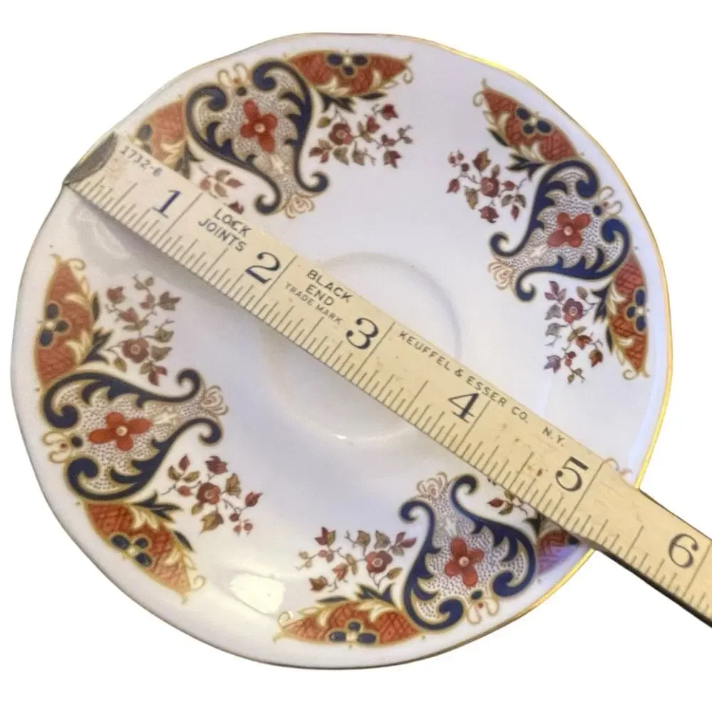 Colclough Bone China Teacup Saucer Pattern 8525 England Vintage Floral Gold Rim